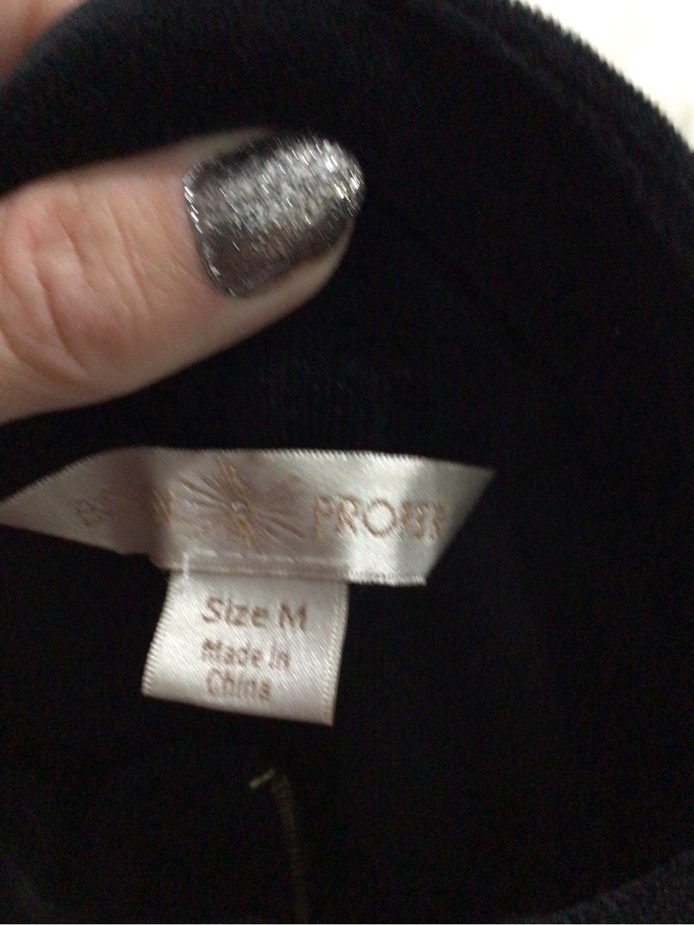 Boston Proper Black Velour Zip Up with Gold Embroidery Size M - Picture 6 of 8